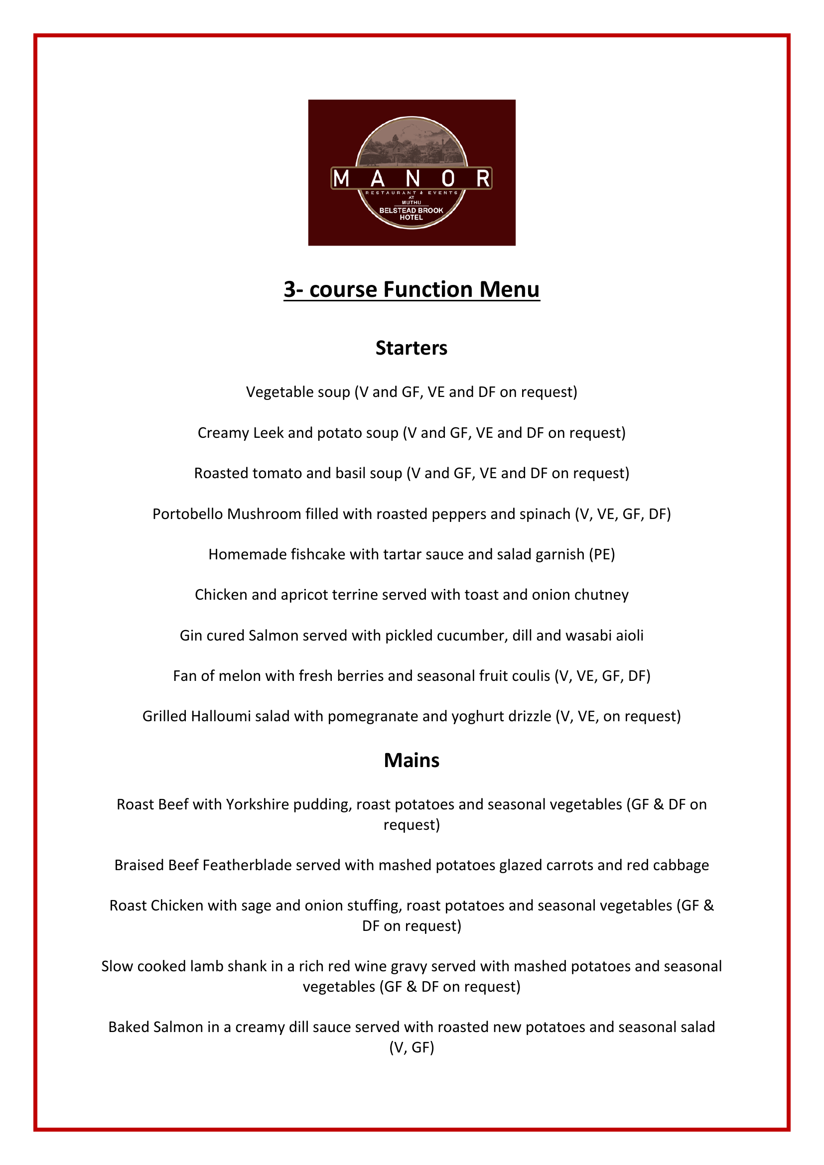 Wedding menu, page 1